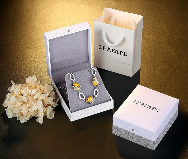 Leafael سوار تشارم رابط حجر لييفيل مع كريستال حجر الميلاد الأصفر سيتراين لشهر نوفمبر، بلون فضي، 7"+2" - Image 5